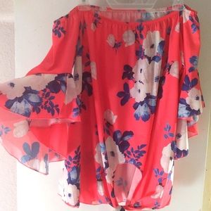 XL off-the-shoulder blouse floral